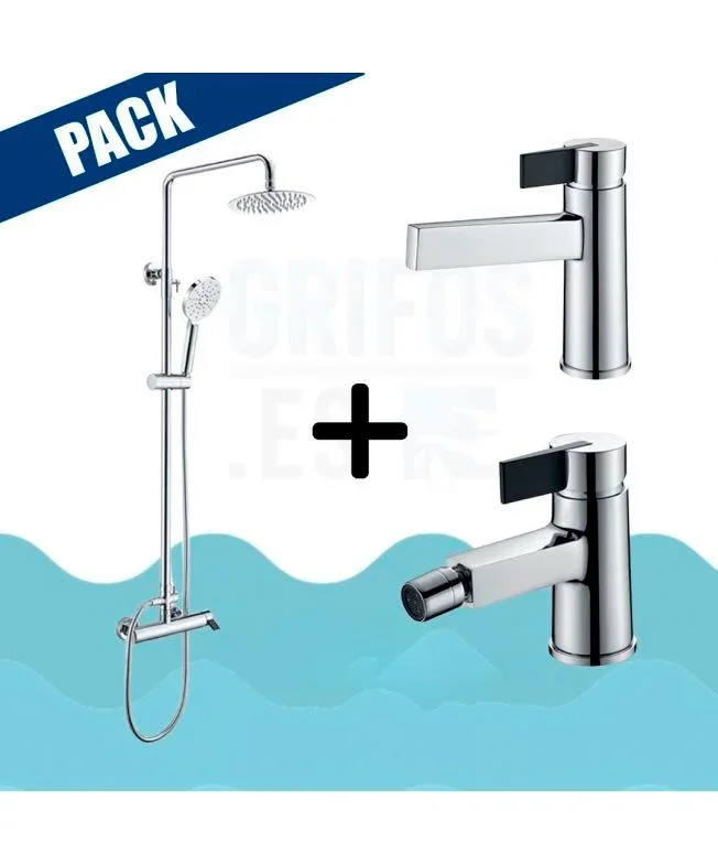Pack barre de douche chrome + robinet lavabo + robinet bidet – ELBA VAROBATH
