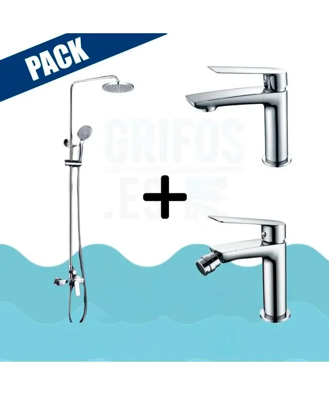 Pack barre de douche chrome + robinet lavabo + robinet bidet – LUXOR VAROBATH
