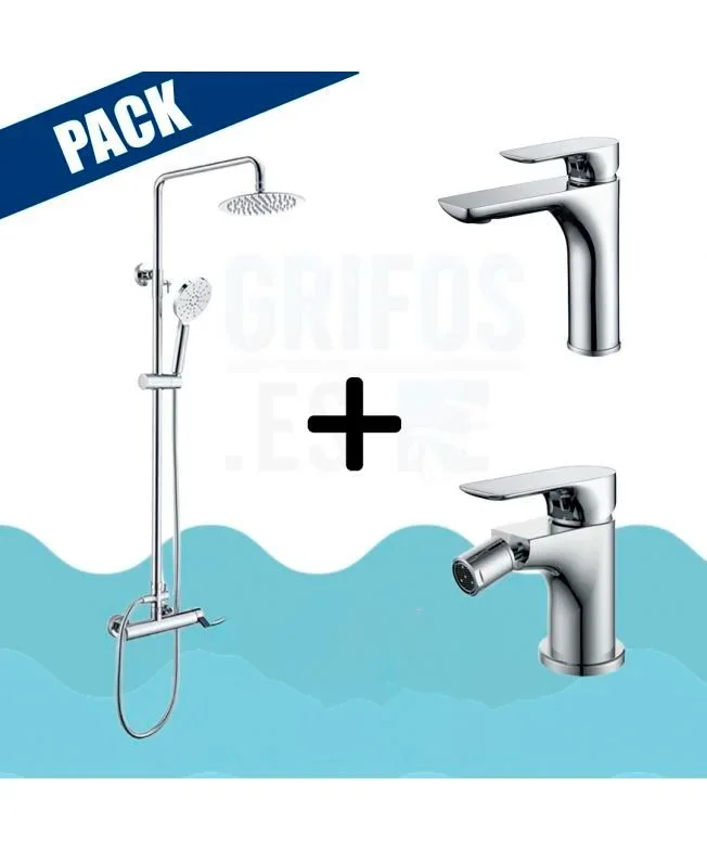 Pack barre de douche chrome + robinet lavabo + robinet bidet – NASSAU VAROBATH