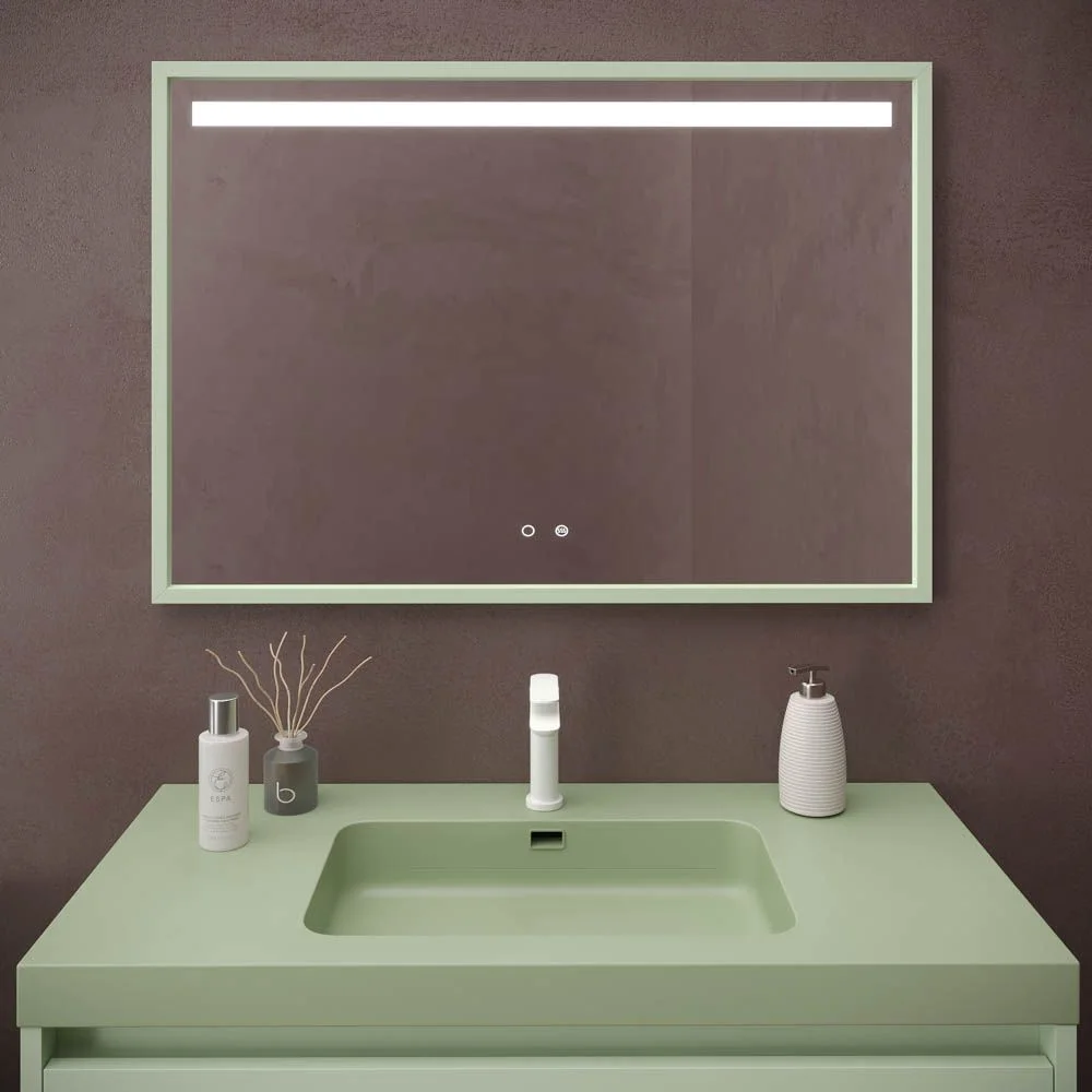 Meuble de salle de bain ELEN sur pieds 1 tiroir – 1 étagère inférieure BLANC VERT / BLANC – Image 5