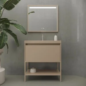 Meuble de salle de bain ELEN sur pieds 1 tiroir – 1 étagère inférieure MOKA