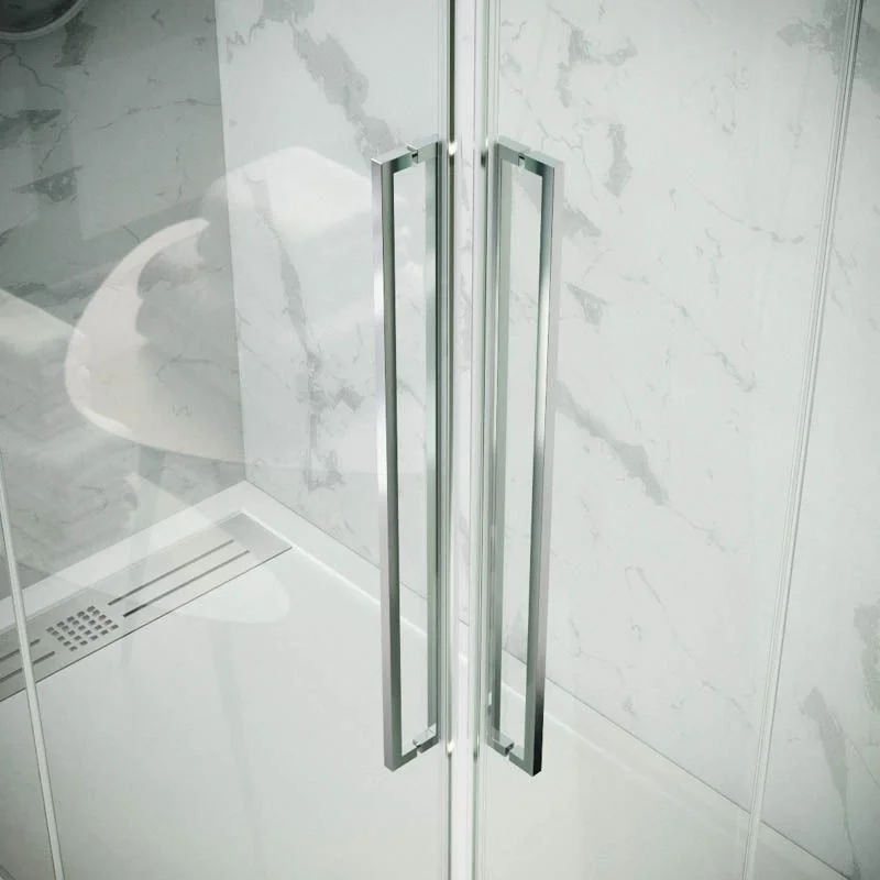 Paroi de douche frontale 1 fixe- 2 portes pliantes avec traitement anti-calcaire. AVANCER LA VISION – Image 2