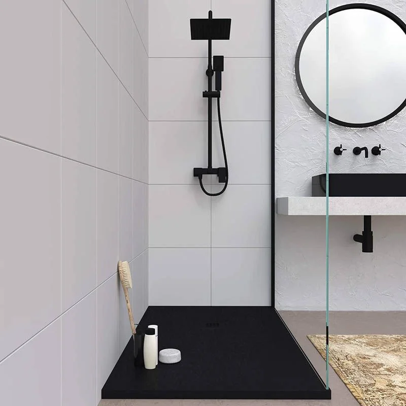 Receveur de douche en résine MYSTONE Noir RAL 9005 et autres coloris exclusifs, texture ardoise antibactérienne et antidérapante – Image 2