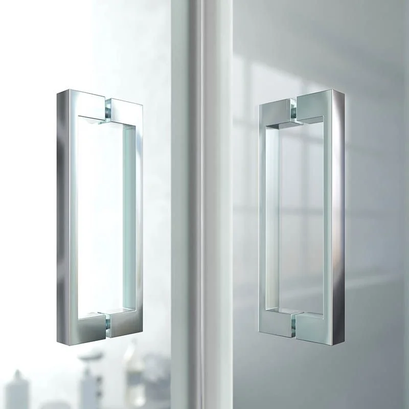 Cabine de douche carrée BASIC ouverture angulaire 2 fixes-2 portes coulissantes. Pas de profil inférieur. Avec traitement anti-calcaire Finition CHROME BRILLANT. – Image 2