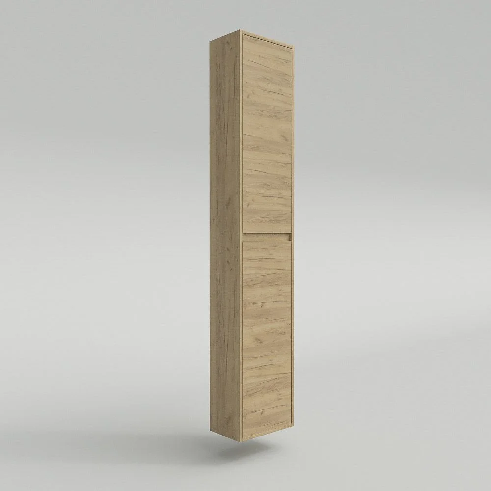 Colonne de salle de bain suspendue 2 portes 185 cm x 35 cm x 25 cm finition CHÊNE CLAIR