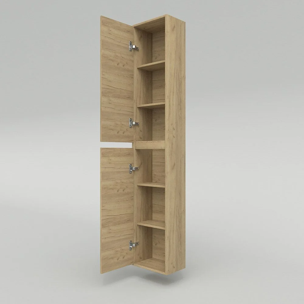 Colonne de salle de bain suspendue 2 portes 185 cm x 35 cm x 25 cm finition CHÊNE CLAIR – Image 4