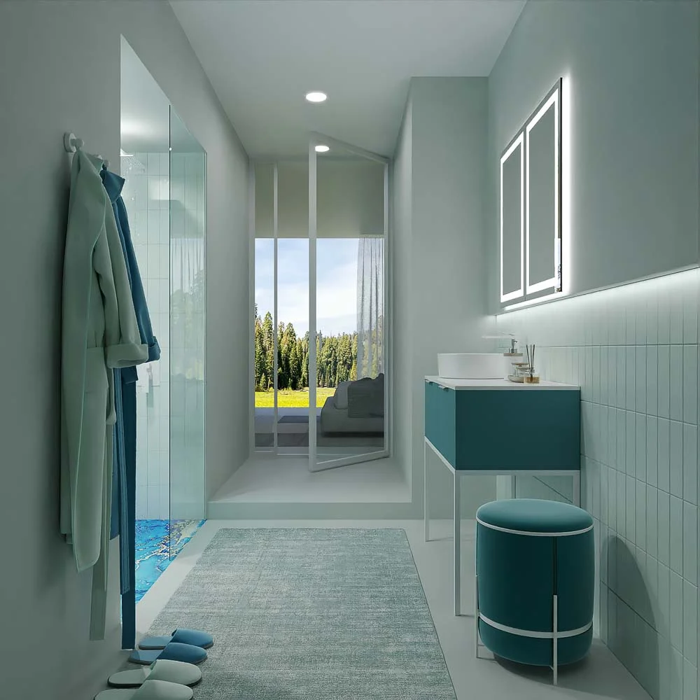 Meuble de salle de bain ELLA sur pieds 2 tiroirs finition OCEAN – Image 5