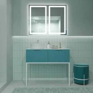 Meuble de salle de bain ELLA sur pieds 2 tiroirs finition OCEAN