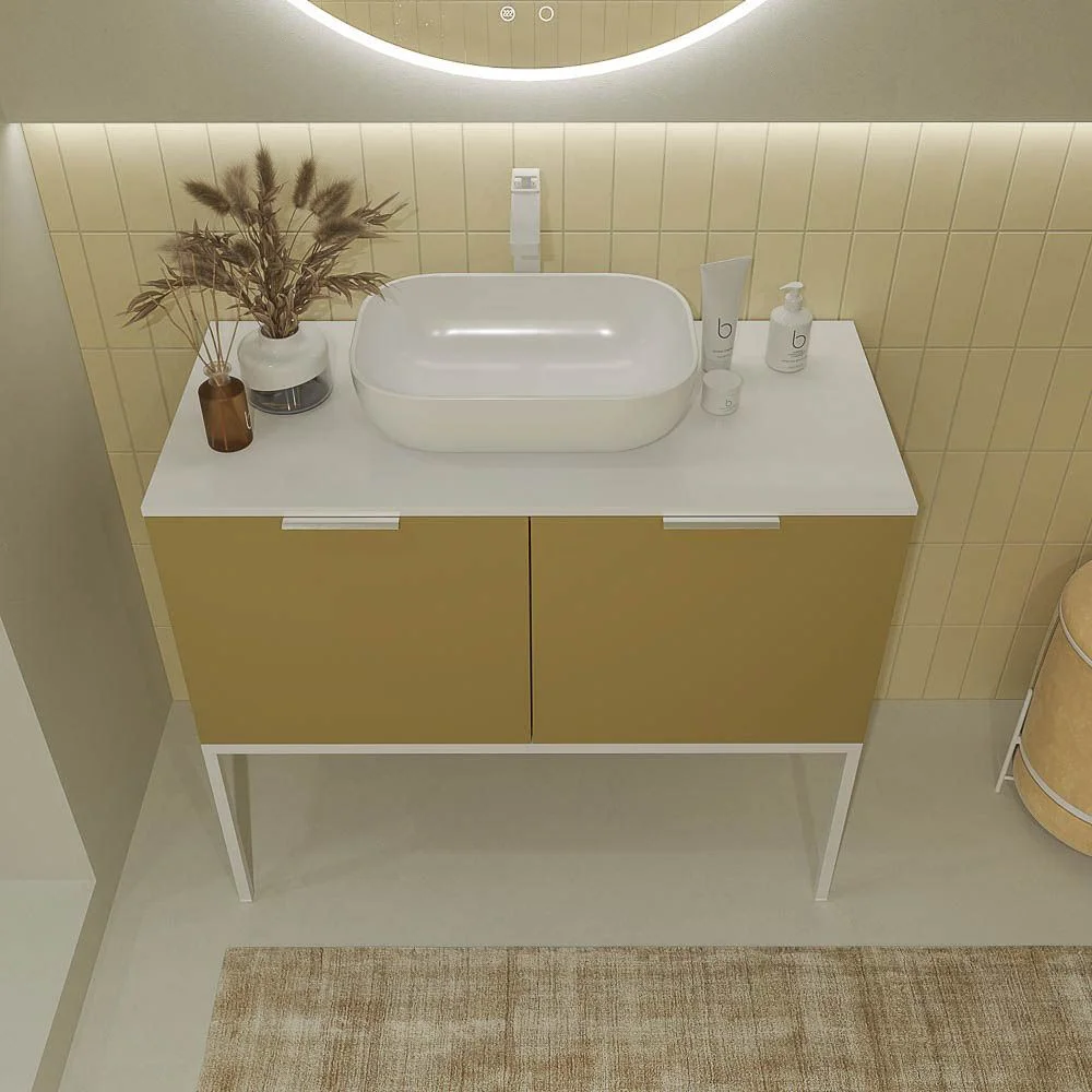 ELLA meuble de salle de bain sur pieds 2 portes finition OLIVE – Image 2
