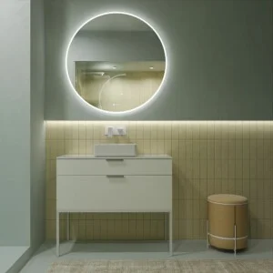 ELLA meuble de salle de bain sur pieds 2 tiroirs finition BLANC