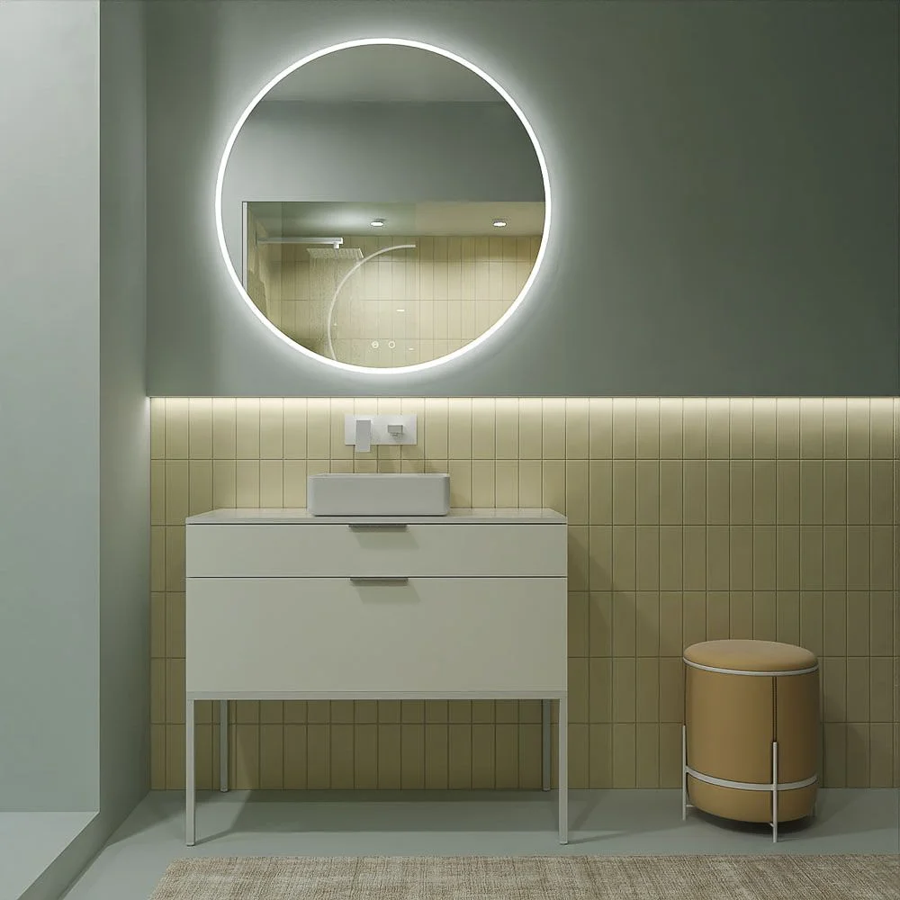ELLA meuble de salle de bain sur pieds 2 tiroirs finition BLANC
