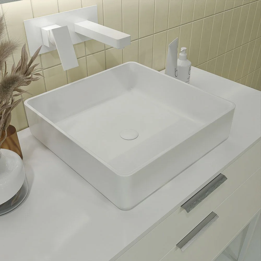 ELLA meuble de salle de bain sur pieds 2 tiroirs finition BLANC – Image 5