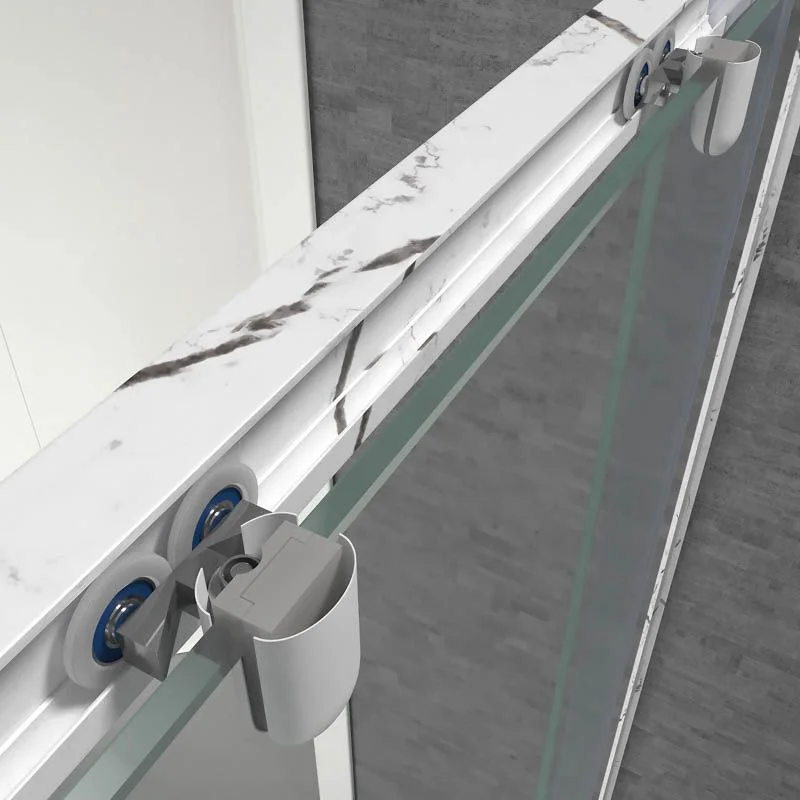 Paroi de douche avant FLARE 1 fixe -1 porte coulissante. Finition effet marbre. Finition CALACATTA – Image 6