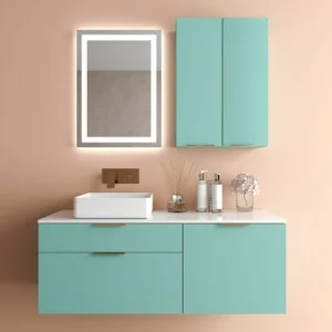 Meuble de salle de bain suspendu EMMA 2 tiroirs / 1 porte finition ULTRAMAR