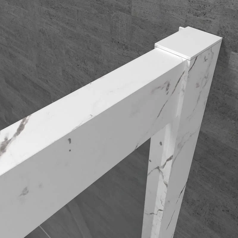 Paroi de douche avant FLARE 1 fixe -1 porte coulissante. Finition effet marbre. Finition CALACATTA – Image 4