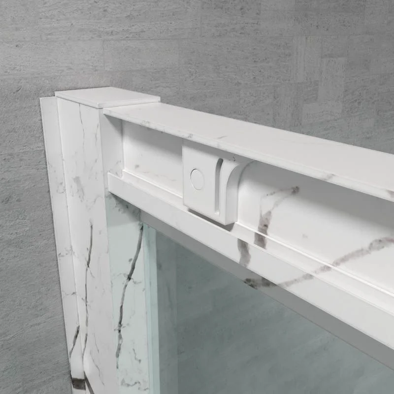 Paroi de douche avant FLARE 1 fixe -1 porte coulissante. Finition effet marbre. Finition CALACATTA – Image 3