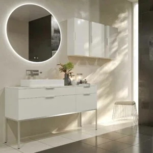 ELLA meuble de salle de bain sur pieds 4 tiroirs finition BLANC