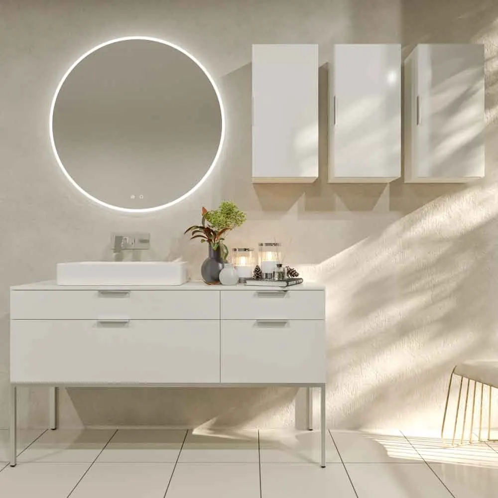 ELLA meuble de salle de bain sur pieds 4 tiroirs finition BLANC – Image 2