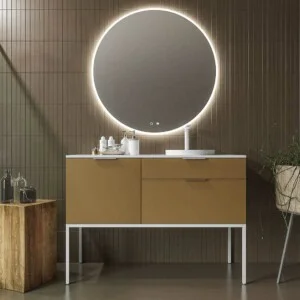 Meuble de salle de bain ELLA avec pieds 2 tiroirs- 1 porte finition ARCILLA
