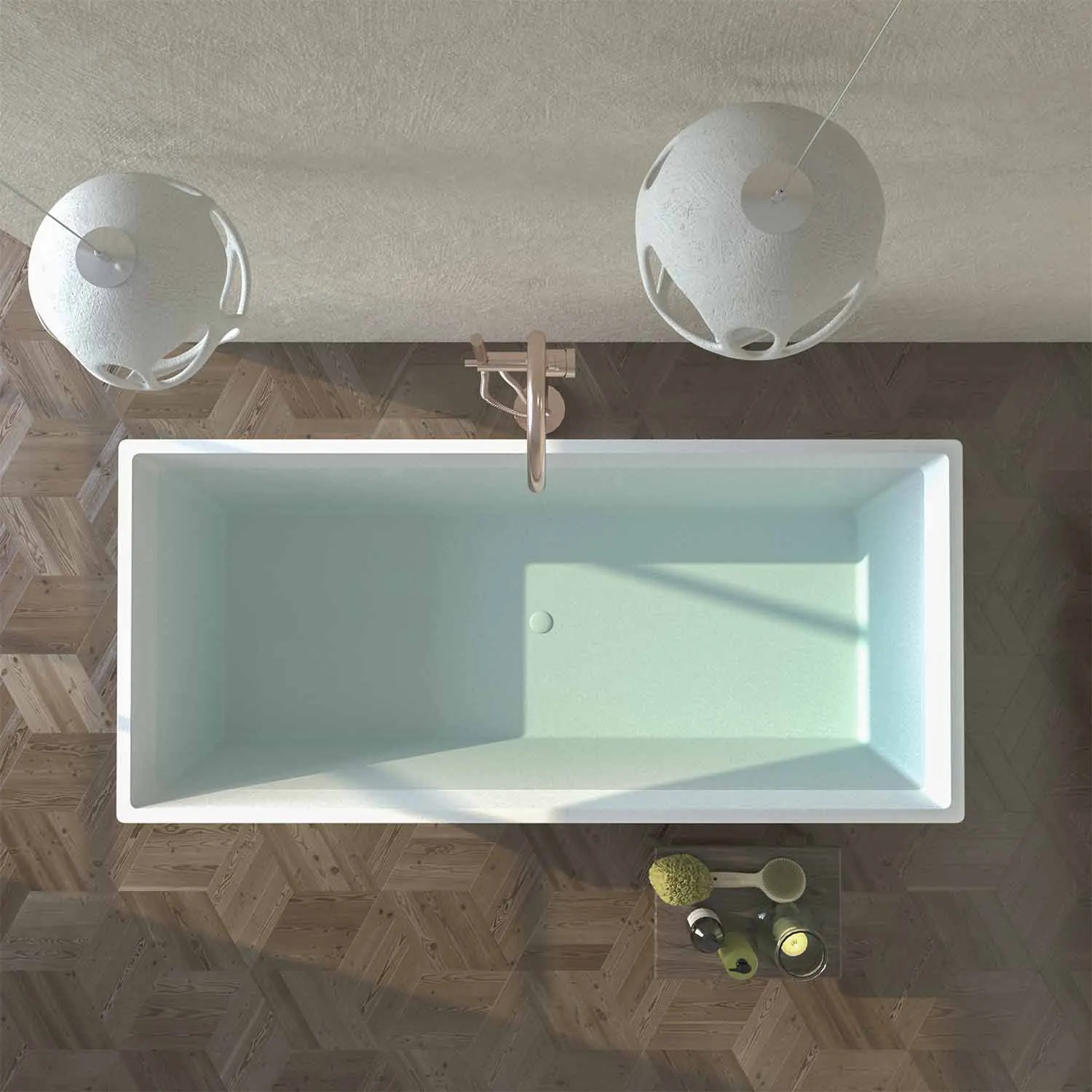 Baignoire îlot ANNA rectangulaire solid surface 175×79.5 cm – Image 3
