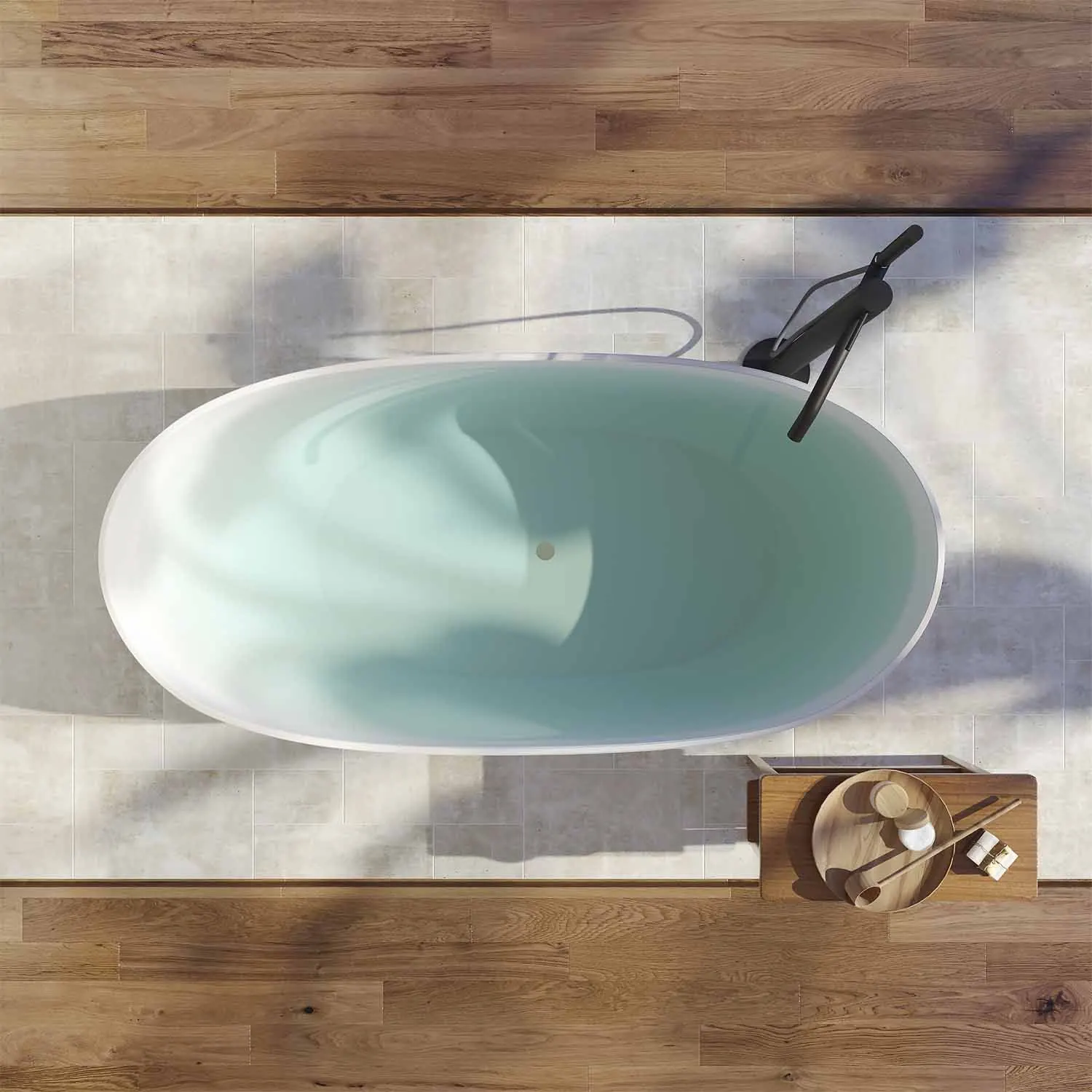Baignoire îlot CLOE ovale solid surface 158×77 cm – Image 3