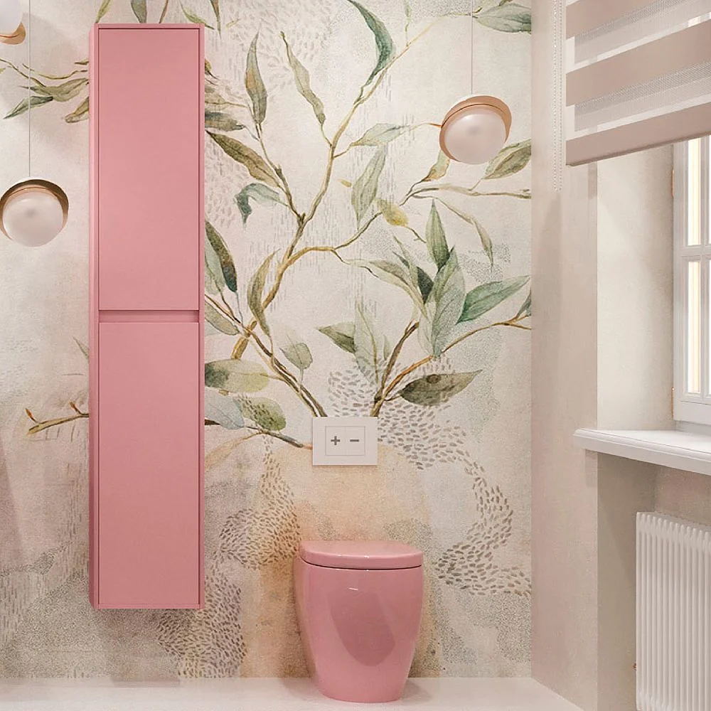 Colonne de salle de bain suspendue 2 portes 185 cm x 35 cm x 25 cm finition PALO PINK