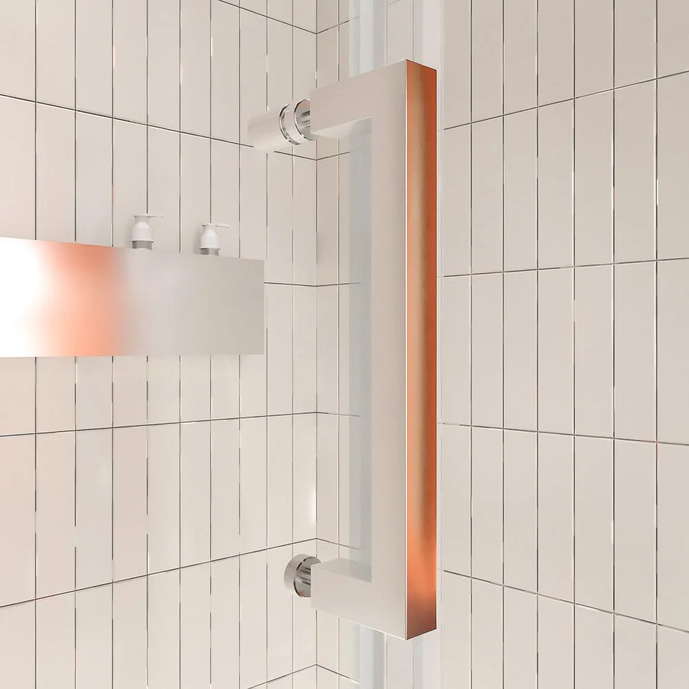 Paroi de douche frontale AXER 1 fixe + 1 porte centrale coulissante + 1 fixe Verre 6 mm. sécurité tempérée. ACIER INOXIDABLE – Image 6