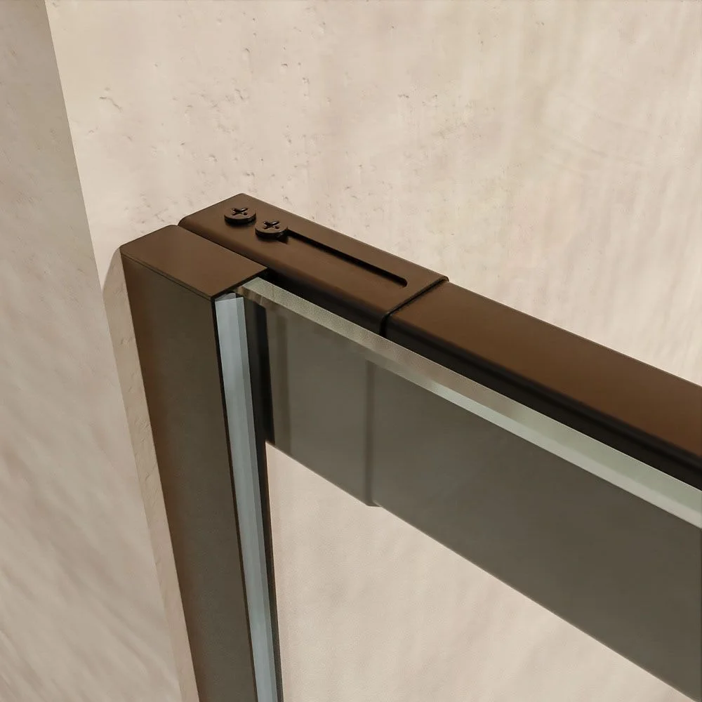 Cabine de douche frontale fixe AXER 1 – 1 porte coulissante en verre 6 mm. ACIER INOXYDABLE Noir mat – Image 6