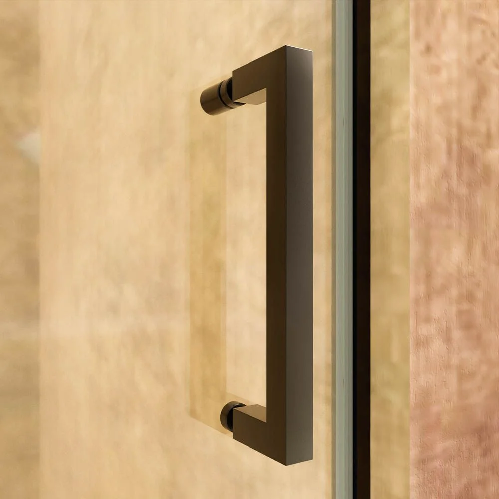 Cabine de douche frontale fixe AXER 1 – 1 porte coulissante en verre 6 mm. ACIER INOXYDABLE Noir mat – Image 8