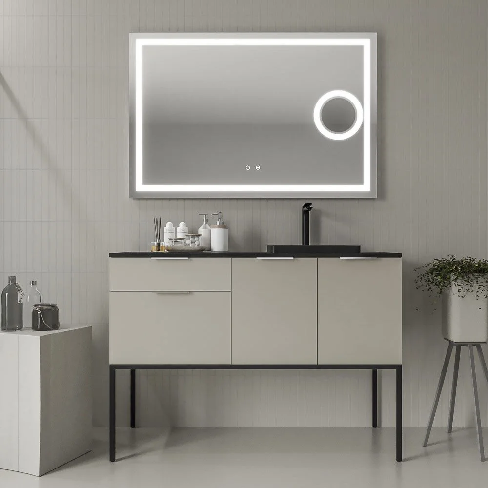 Meuble de salle de bain sur pieds ELLA 2 tiroirs - 2 portes finition PERLE