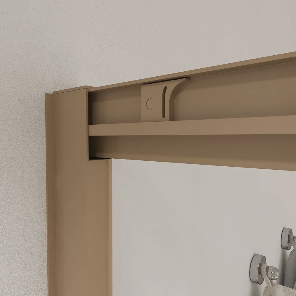 Paroi de douche rectangulaire LINEA ouverture angulaire 2 portes fixes-2 coulissantes. Pas de profil inférieur. Finition MOKA – Image 4