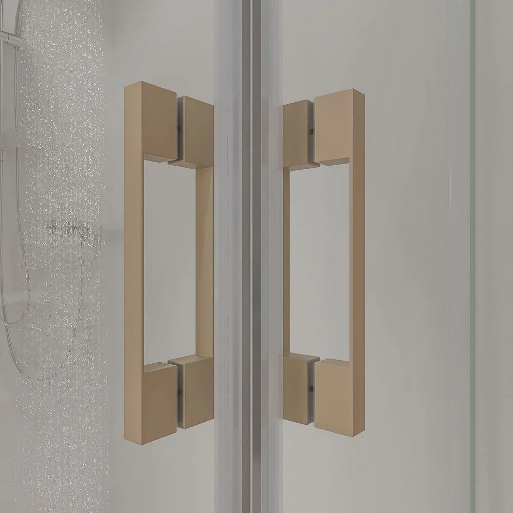 Paroi de douche rectangulaire LINEA ouverture angulaire 2 portes fixes-2 coulissantes. Pas de profil inférieur. Finition MOKA – Image 3