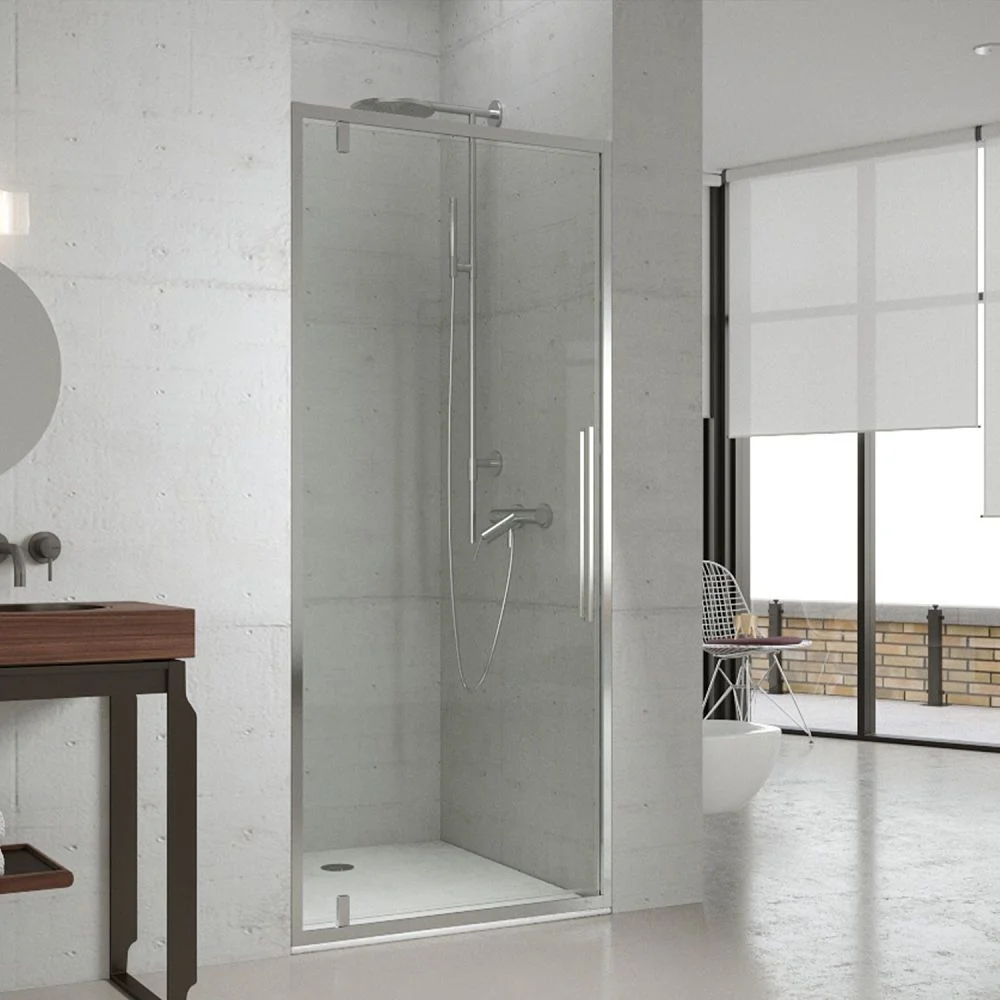 Paroi de douche frontale à 1 porte battante avec traitement anticalcaire. AVANCER LA VISION