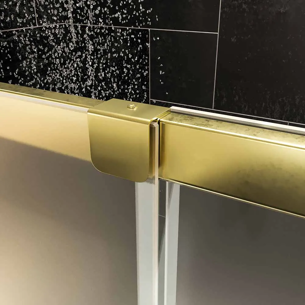 Paroi de douche frontale AXER 1 fixe – 1 porte coulissante verre mat 6 mm. ACIER INOXYDABLE finition OR MAT – Image 5