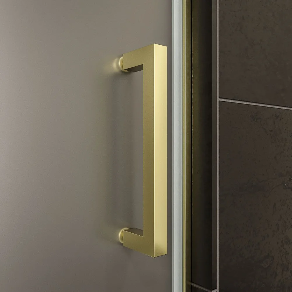 Paroi de douche frontale AXER 1 fixe – 1 porte coulissante verre mat 6 mm. ACIER INOXYDABLE finition OR MAT – Image 4
