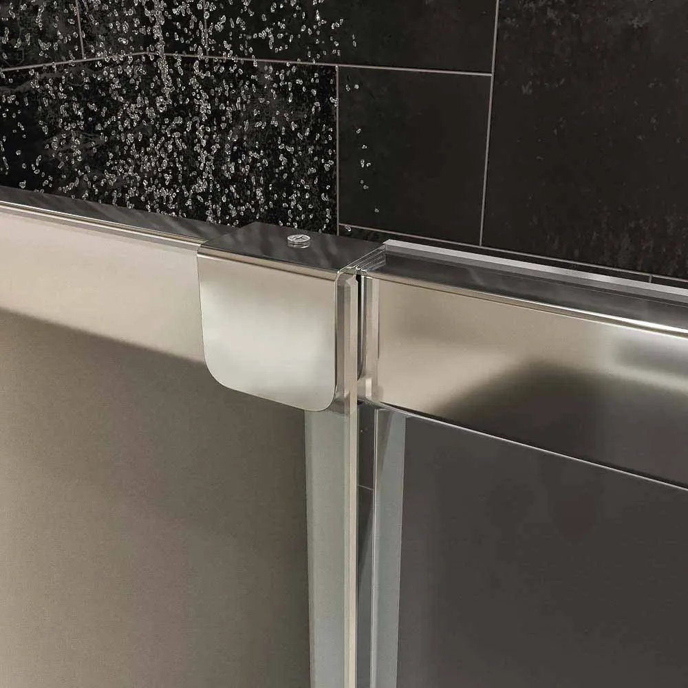 Paroi de douche frontale AXER 1 fixe – 1 porte coulissante verre mat 6 mm. ACIER INOXIDABLE – Image 3