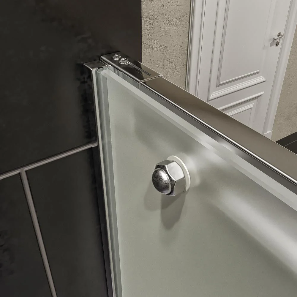 Paroi de douche frontale AXER 1 fixe – 1 porte coulissante verre mat 6 mm. ACIER INOXIDABLE – Image 4