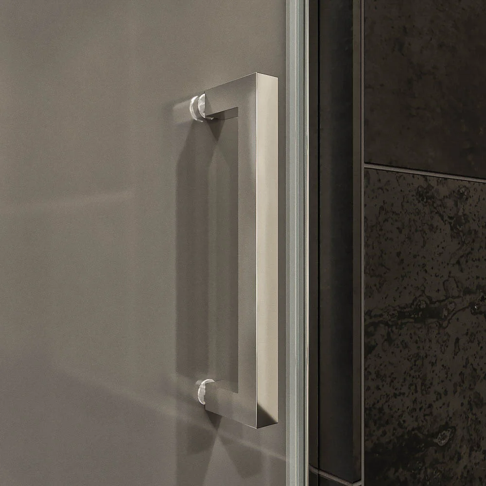 Paroi de douche frontale AXER 1 fixe – 1 porte coulissante verre mat 6 mm. ACIER INOXIDABLE – Image 5