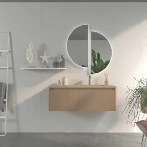 Meuble de salle de bain suspendu BINARIO avec 2 tiroirs finition MOKA
