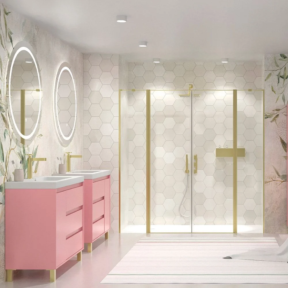 Meuble de salle de bain sur pieds 3 tiroirs / 1 porte finition CARMEN ROSA PALO – Image 4