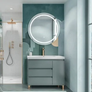 Meuble de salle de bain sur pieds 3 tiroirs / 1 porte finition CARMEN GRAFITO