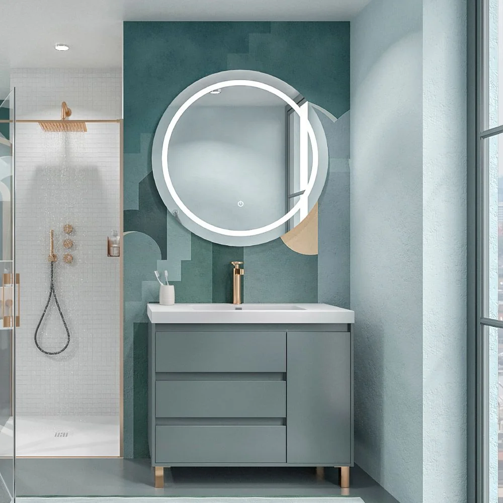 Meuble de salle de bain sur pieds 3 tiroirs / 1 porte finition CARMEN GRAFITO