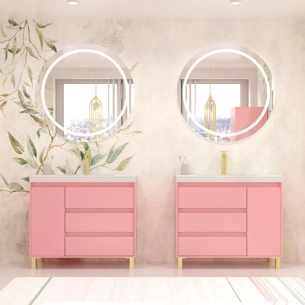 Meuble de salle de bain sur pieds 3 tiroirs / 1 porte finition CARMEN ROSA PALO