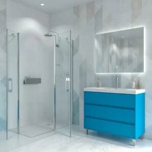 Meuble de salle de bain sur pieds 3 tiroirs CARMEN finition BLEU CIEL