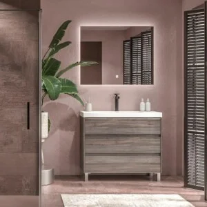 Meuble de salle de bain sur pieds 3 tiroirs CARMEN OLMO finition WABI