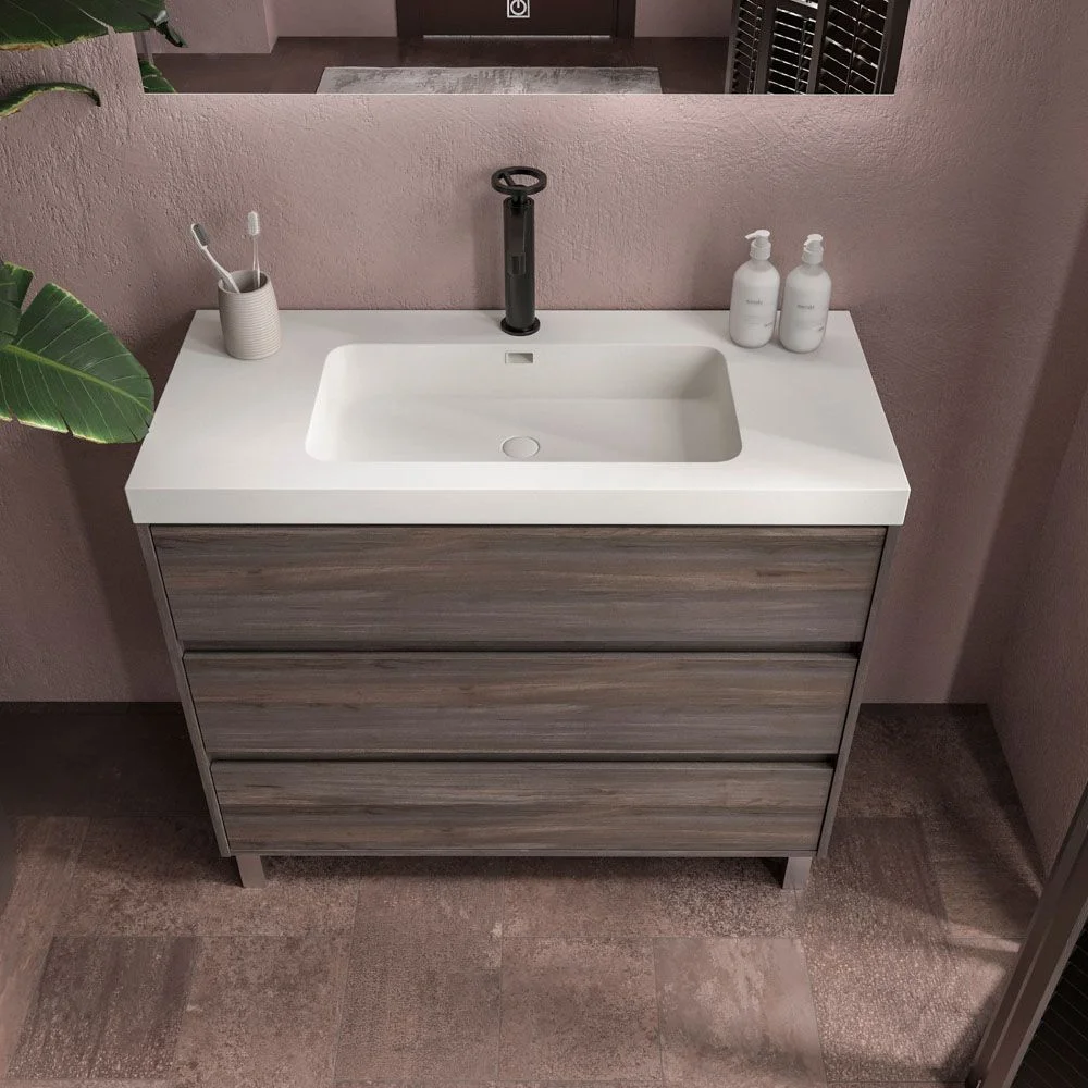 Meuble de salle de bain sur pieds 3 tiroirs CARMEN OLMO finition WABI – Image 2