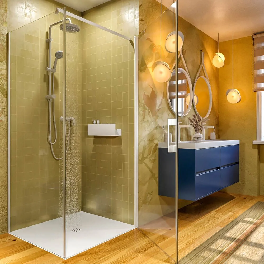 Meuble de salle de bain suspendu 120 cm 4 tiroirs CARMEN avec double vasque 2 vasques résine finition BLEU COBALT – Image 5