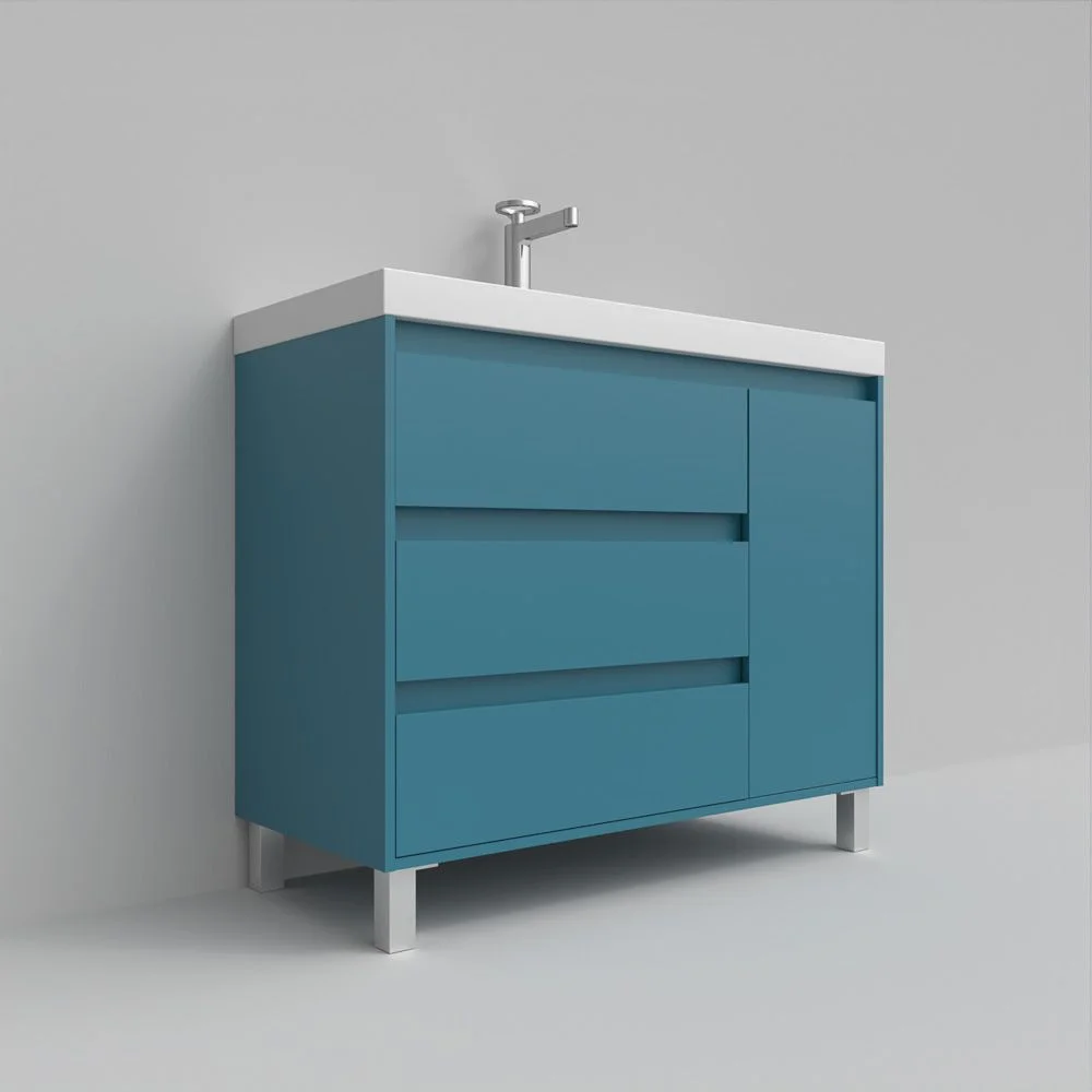 Meuble de salle de bain sur pieds 3 tiroirs / 1 porte finition CARMEN GRAFITO – Image 6