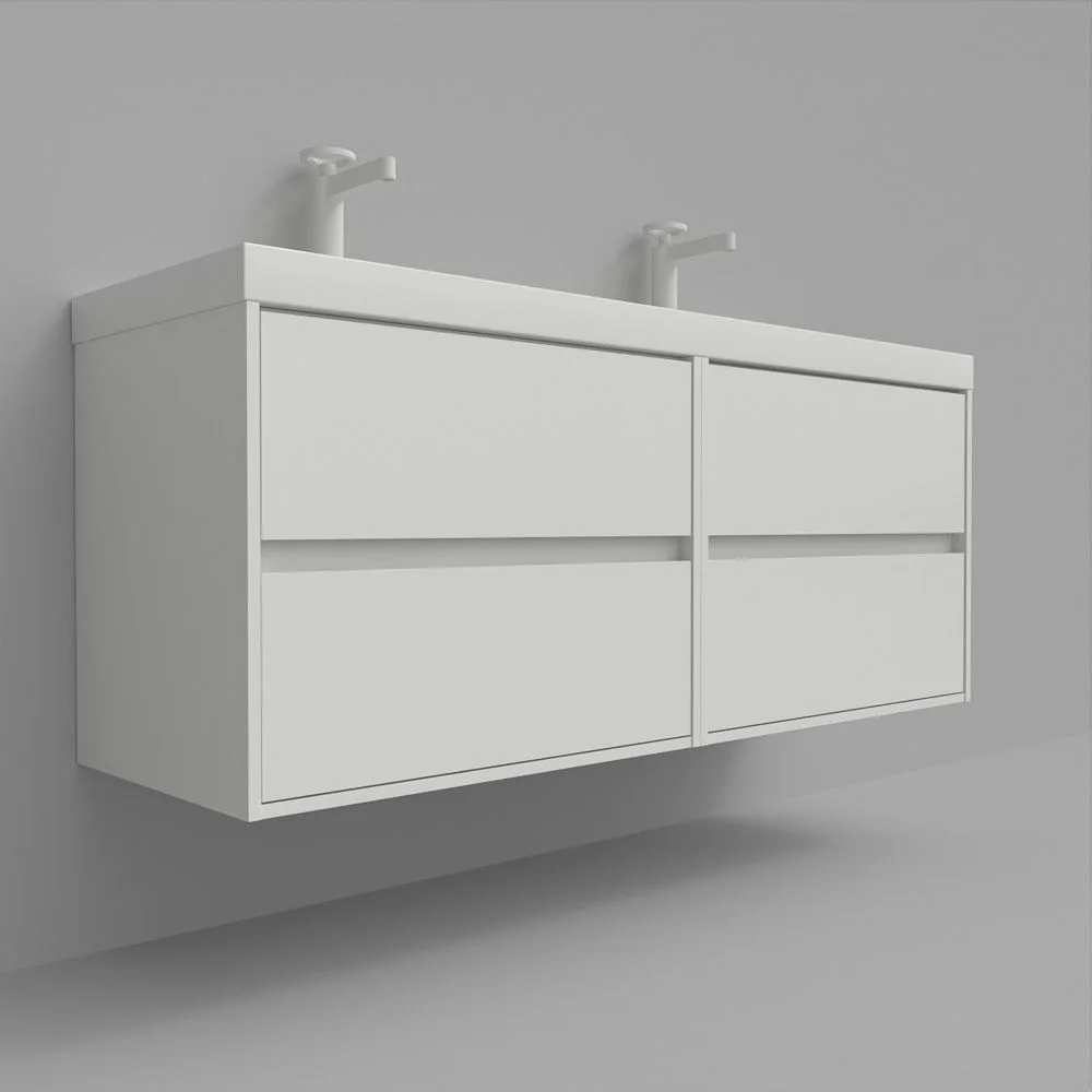 Meuble de salle de bain suspendu 120 cm 4 tiroirs CARMEN avec double vasque 2 vasques résine finition BLEU COBALT – Image 8