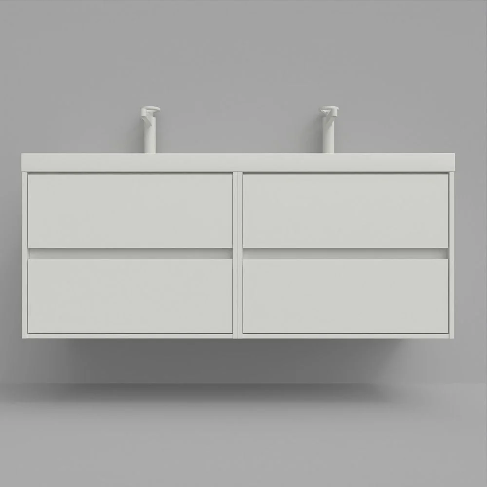 Meuble de salle de bain suspendu 120 cm 4 tiroirs CARMEN avec double vasque 2 vasques résine finition BLEU COBALT – Image 10